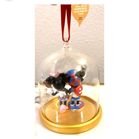 NWT Disney Parks Walt Disney World Mickey Minnie Glass Dome ORNAMENT - Picture 3 of 5